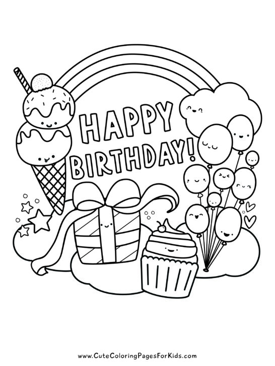 FREE! - Happy Birthday Colouring Card