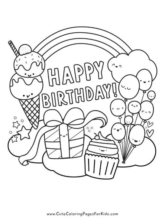 free printable birthday cupcake coloring pages