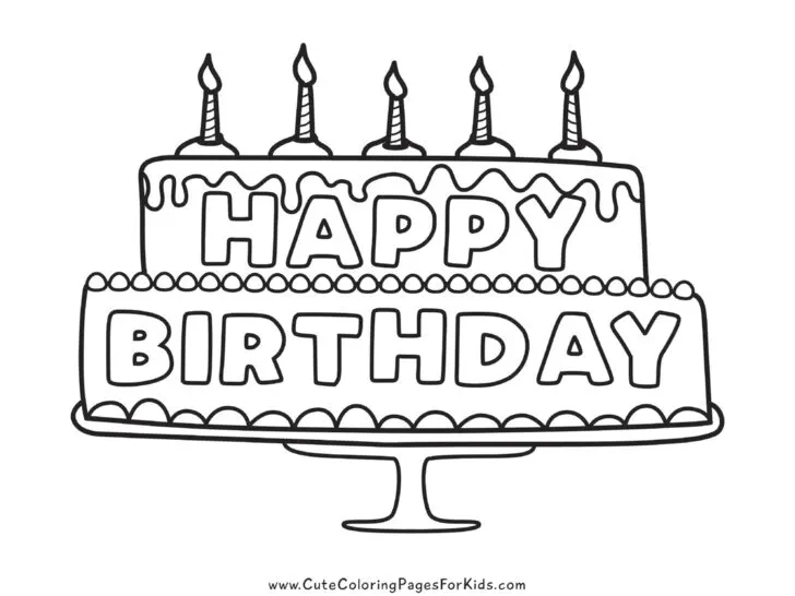 3 Free Printable Birthday Cake Coloring Pages - Freebie Finding Mom