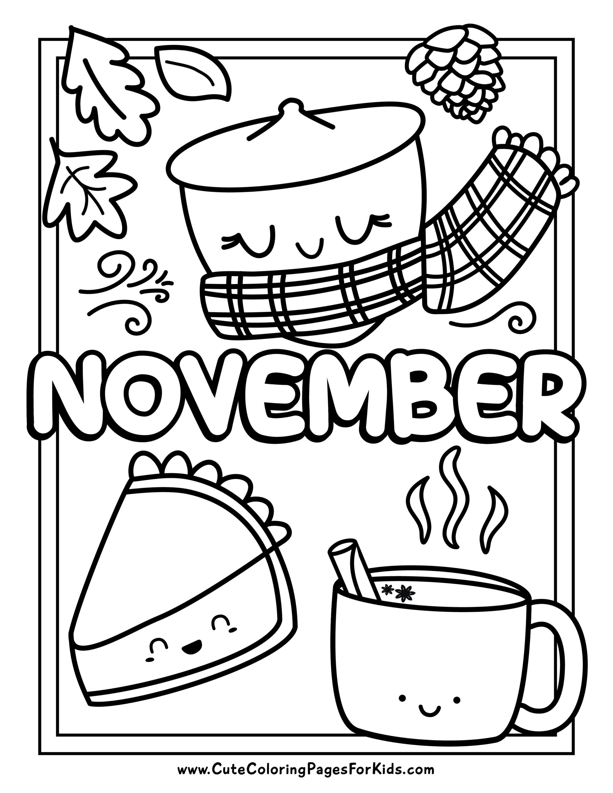 November Coloring Pages 5 Free Printables For Kids Cute Coloring Pages For Kids