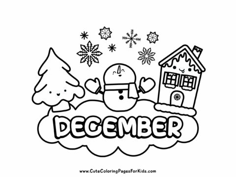 December Coloring Pages: 4 Free Printable Coloring Sheets - Cute ...