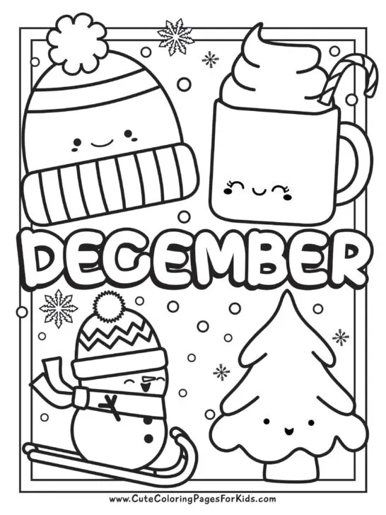 December Coloring Pages 4 Free Printable Coloring Sheets Cute