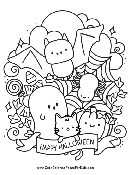 hello kitty happy halloween coloring pages