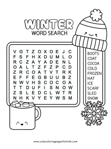 Winter Word Search: Free Printable Activity for Kids - Cute Coloring ...