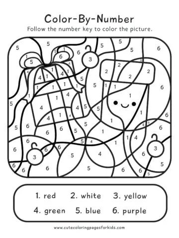 Christmas Color by Number Printable Worksheets