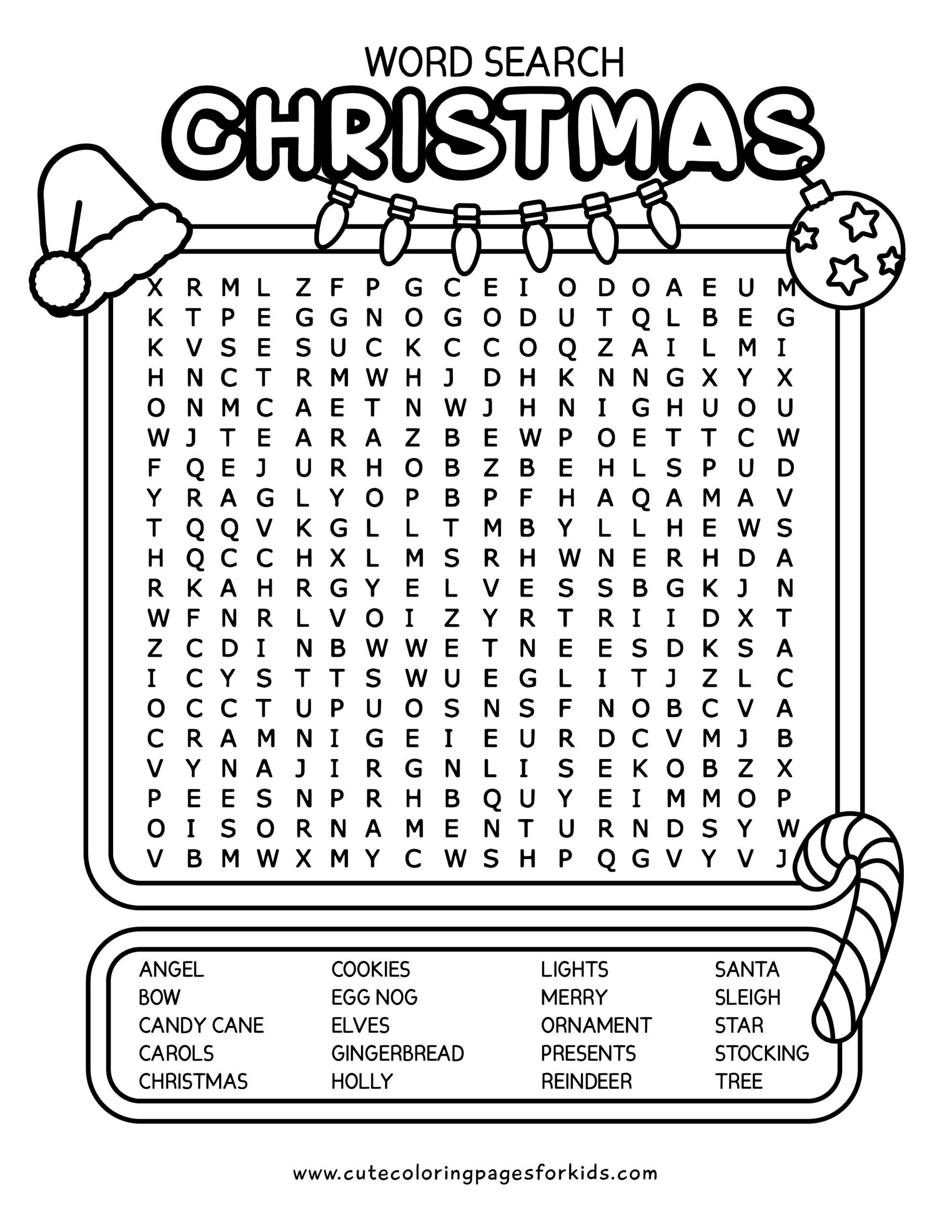 Christmas Word Search Free Printable PDF For Kids Cute Coloring Pages For Kids