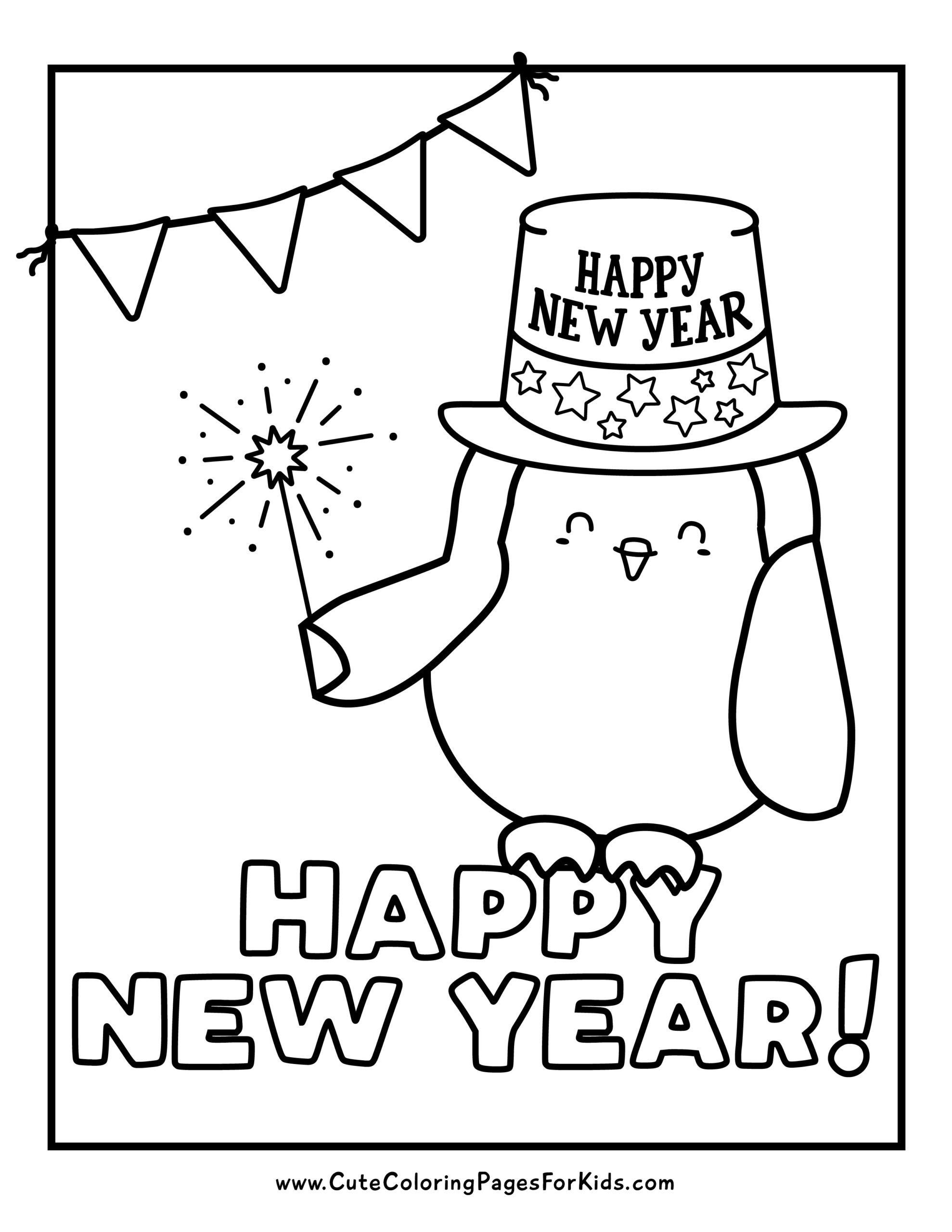 New Year's Coloring Pages Free Printables for 2025 Cute Coloring Pages For Kids