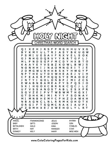 Religious Christmas Word Search - Cute Coloring Pages For Kids