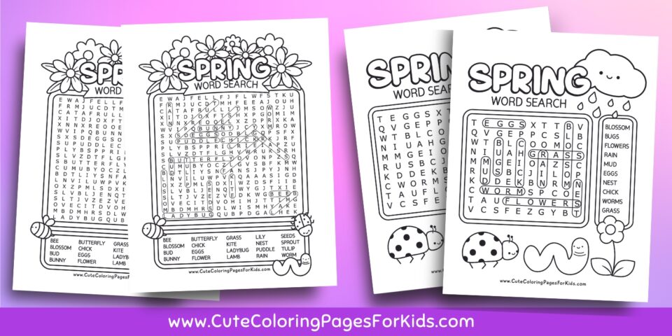 Free Printable Spring Word Search for Kids - Cute Coloring Pages For Kids