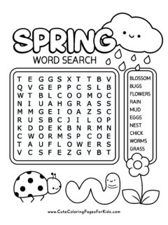 Free Printable Spring Word Search for Kids - Cute Coloring Pages For Kids