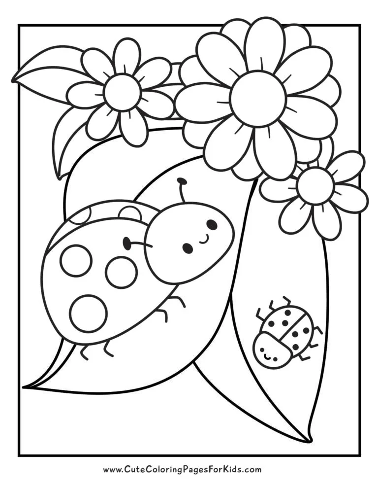 coloring sheet of two cute butterflies on leaves with flowers