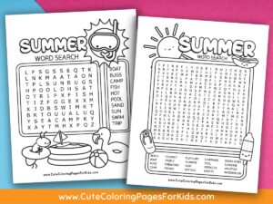 Free Printable Summer Word Search for Kids - Cute Coloring Pages For Kids