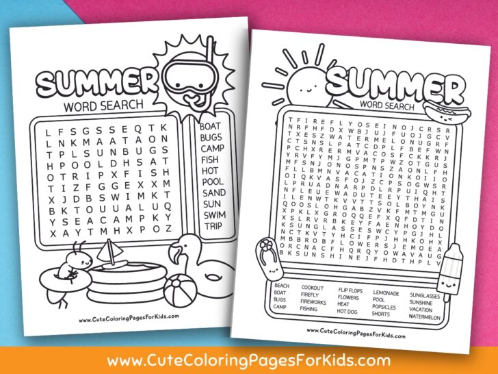 Free Printable Summer Word Search for Kids - Cute Coloring Pages For Kids