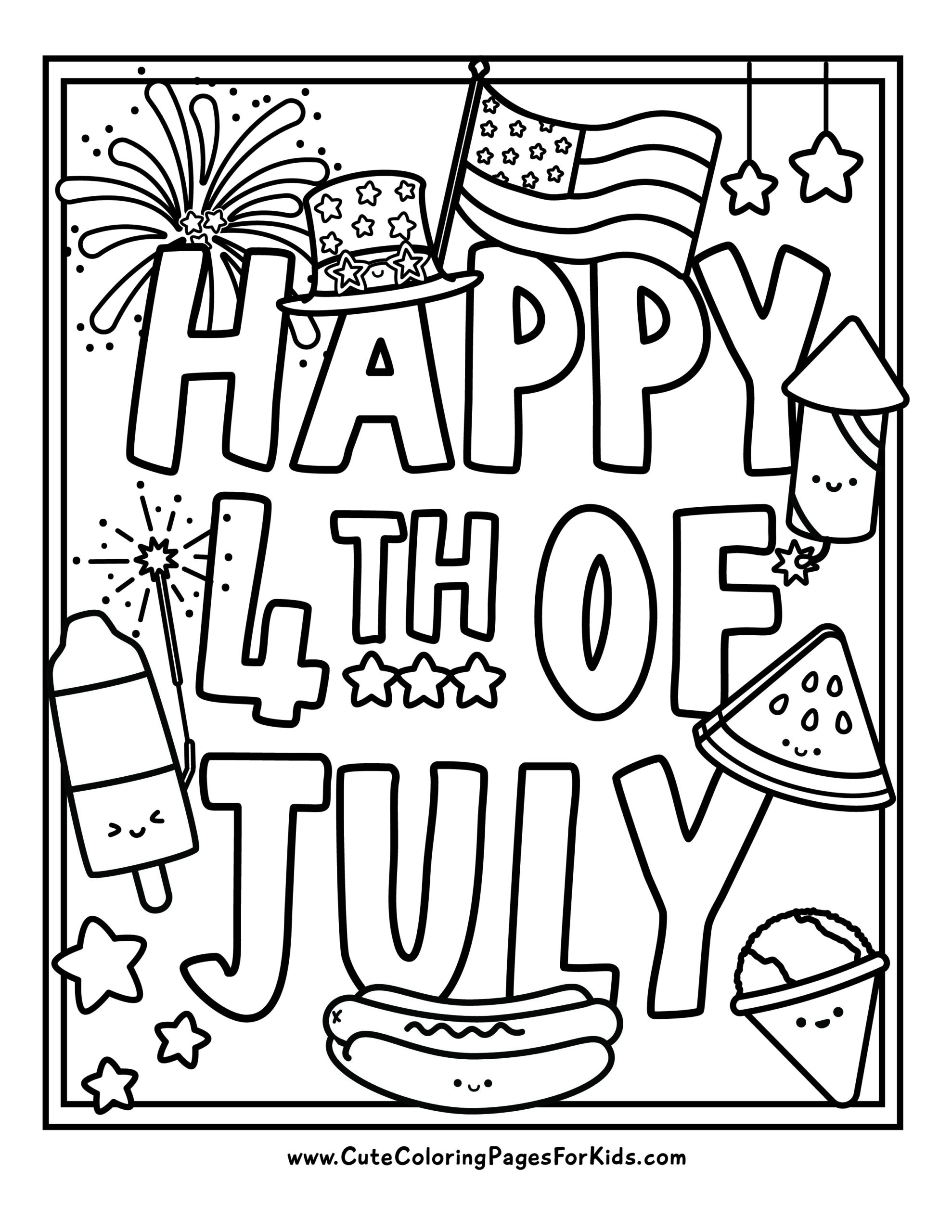 4th of July Coloring Pages: 8 Adorable Free Printable PDFs - Cute ...