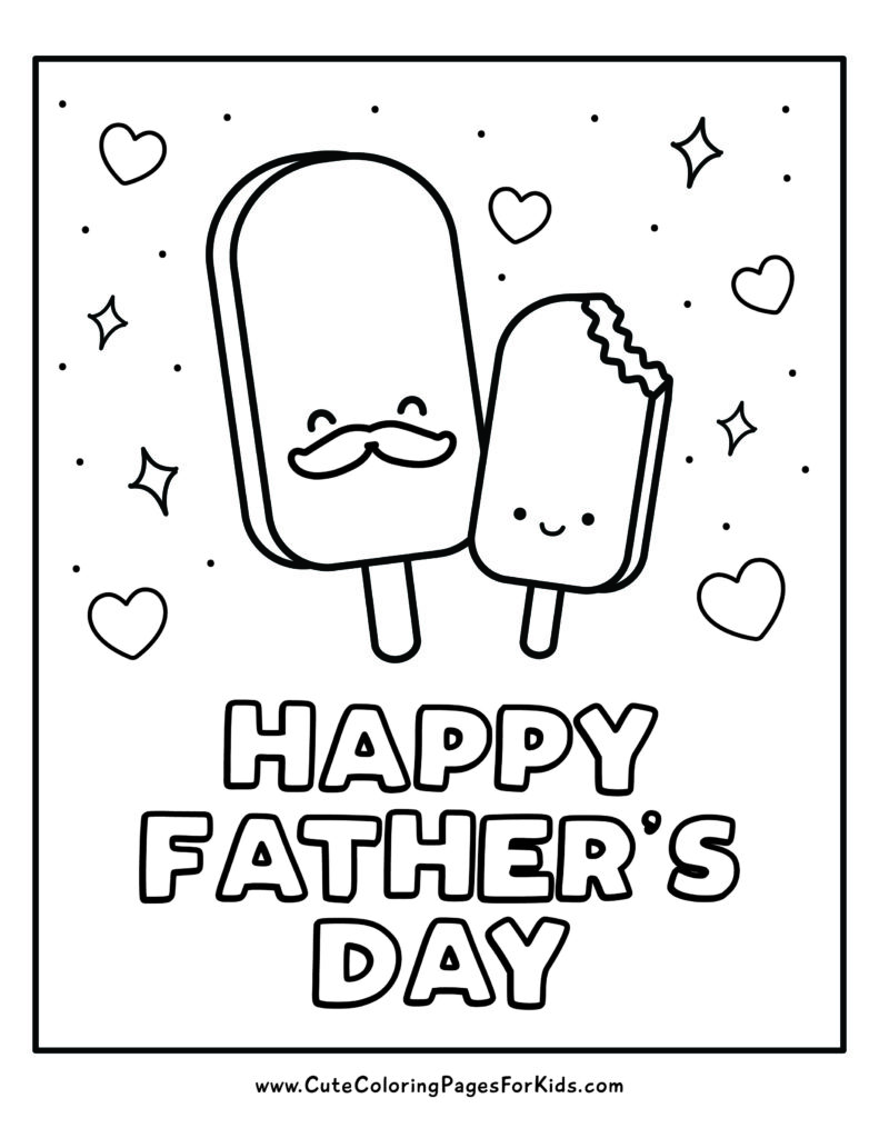 Cute popsicles Father's Day coloring page