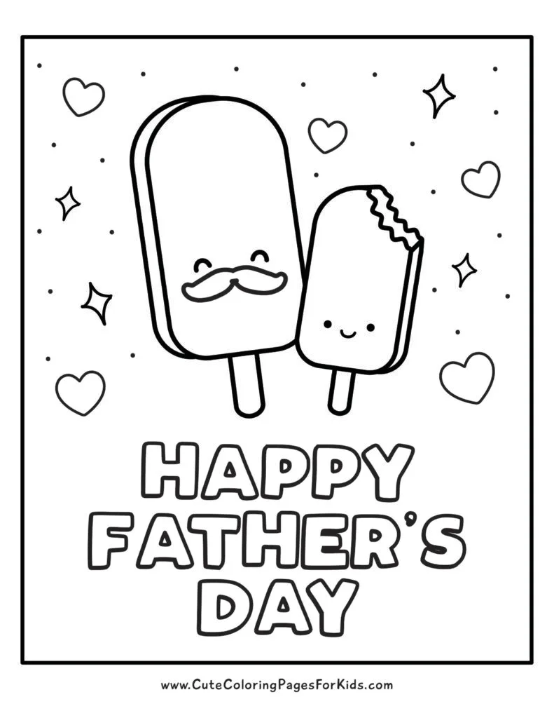 Cute popsicles Father's Day coloring page