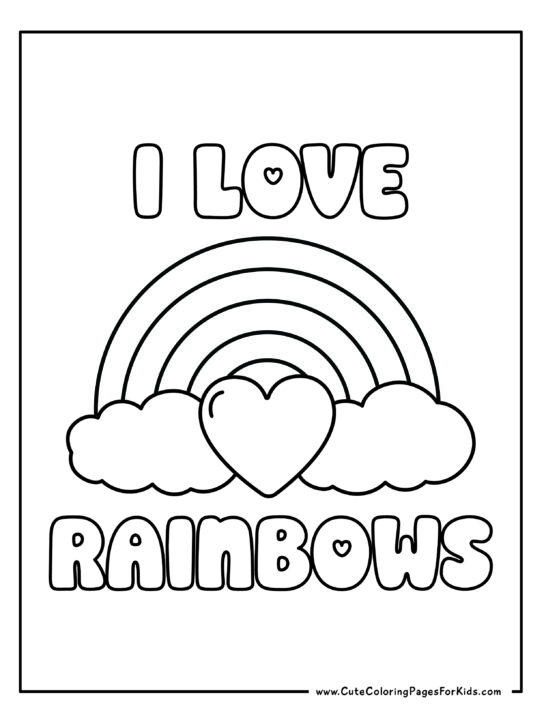 I love rainbows coloring page