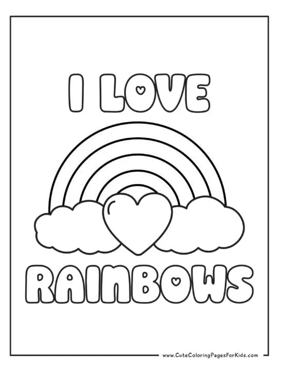 I love rainbows coloring page