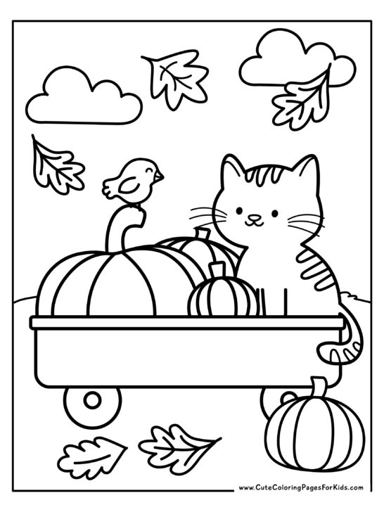 fall coloring page with picture of