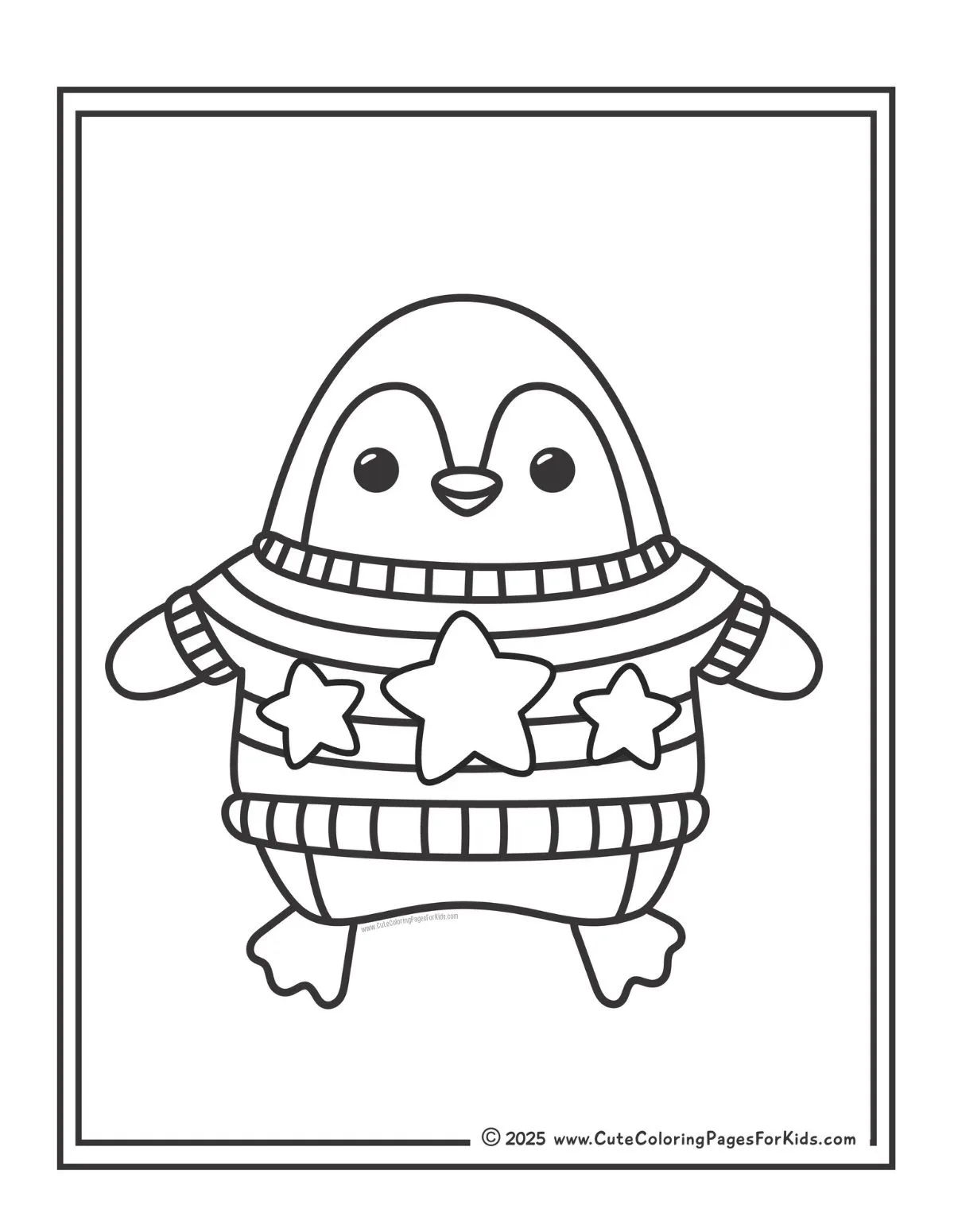 penguin with a sweater coloring page