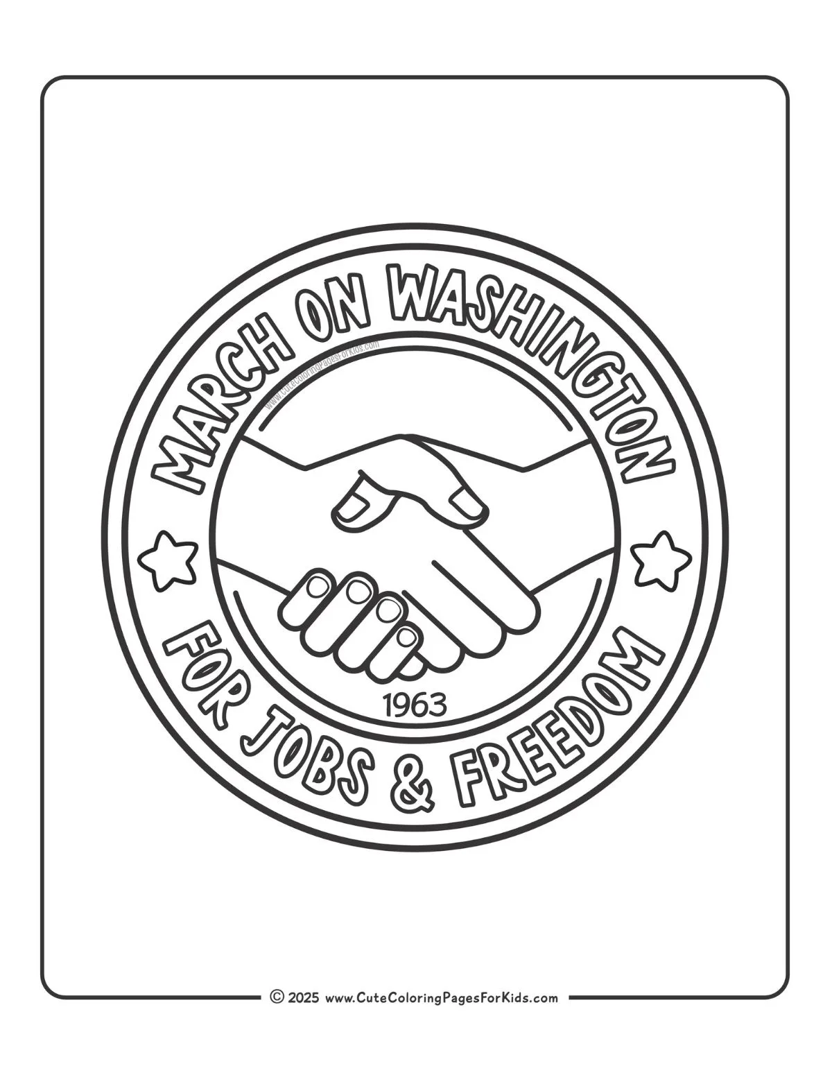 MLK March on Washington button coloring page