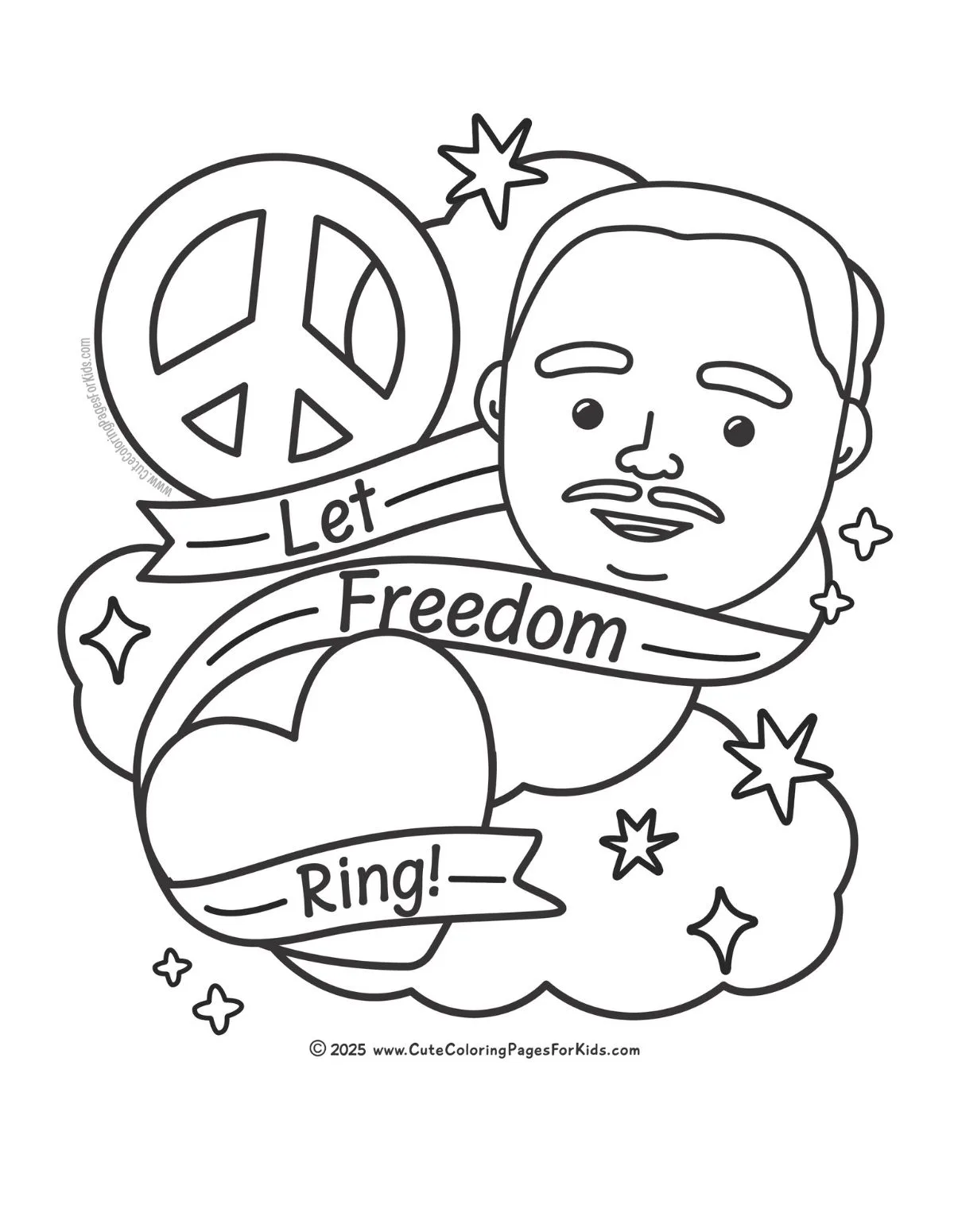 Let freedom ring coloring page with MLK