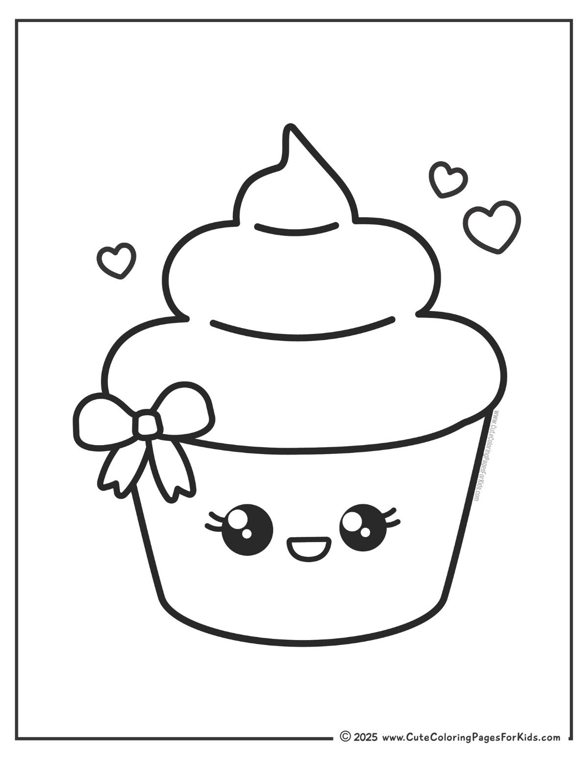 simple kawaii cupcake coloring page