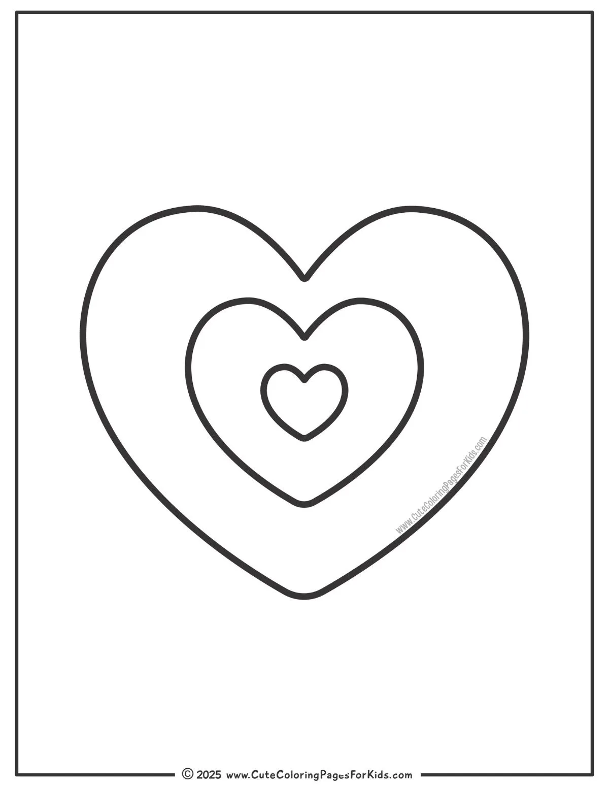 coloring page with simple concentric hearts 