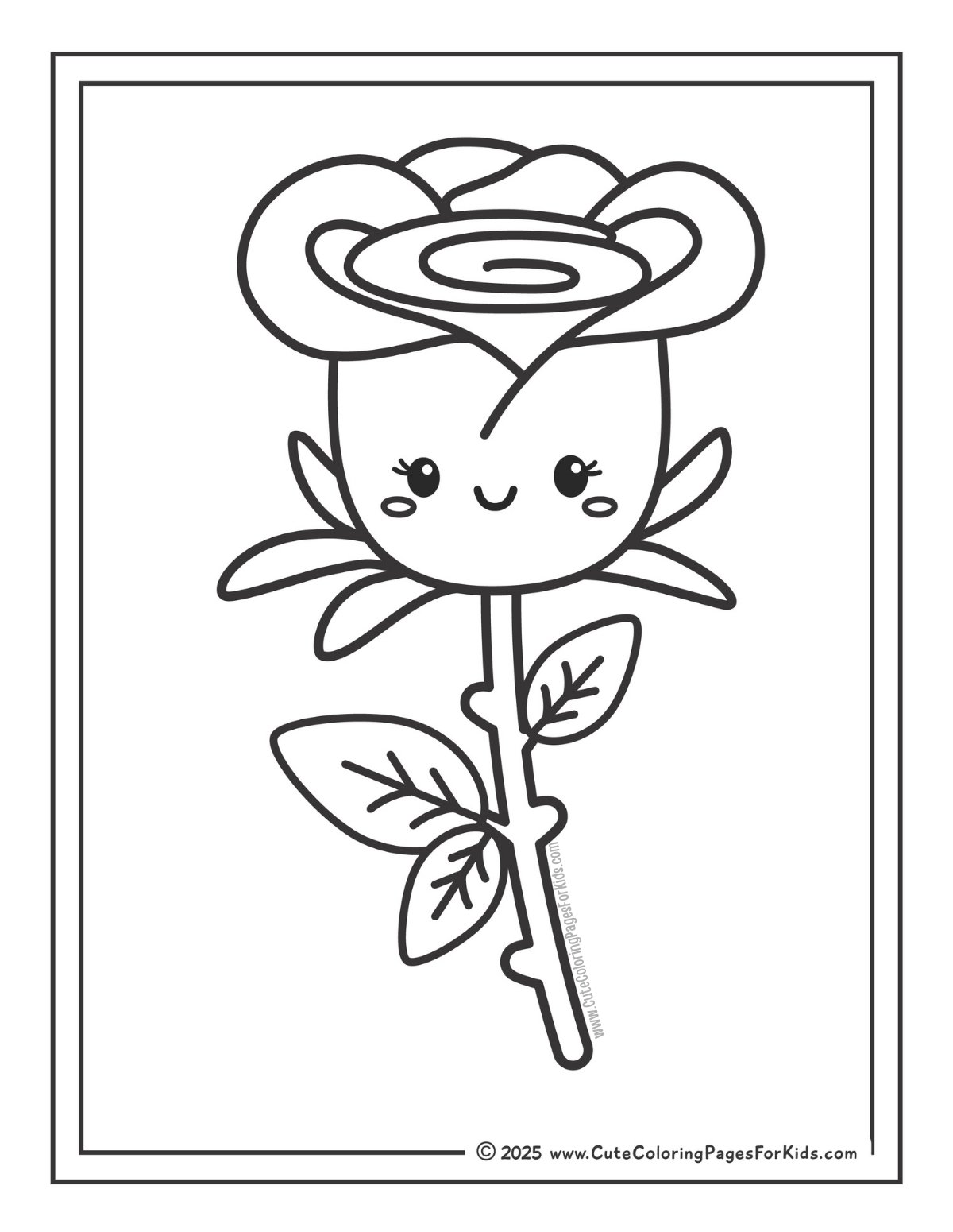 cute rose drawing to color