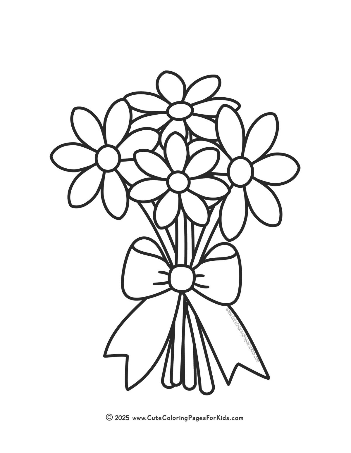 simple flower bouquet coloring page