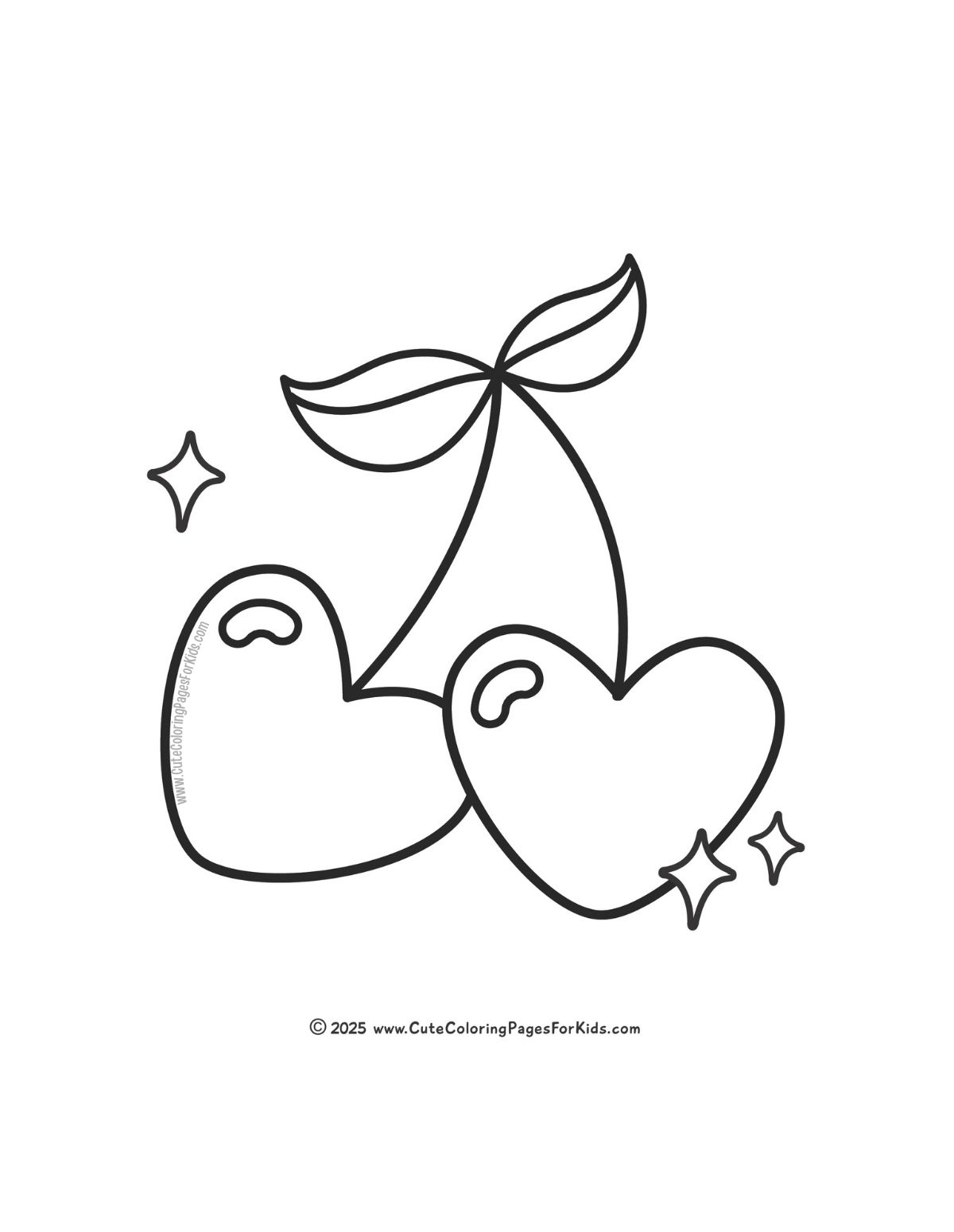 heart cherries coloring page