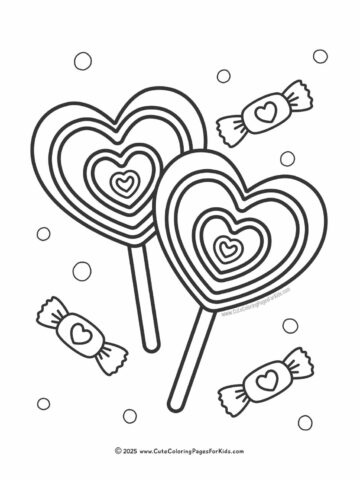 lollipop hearts coloring page