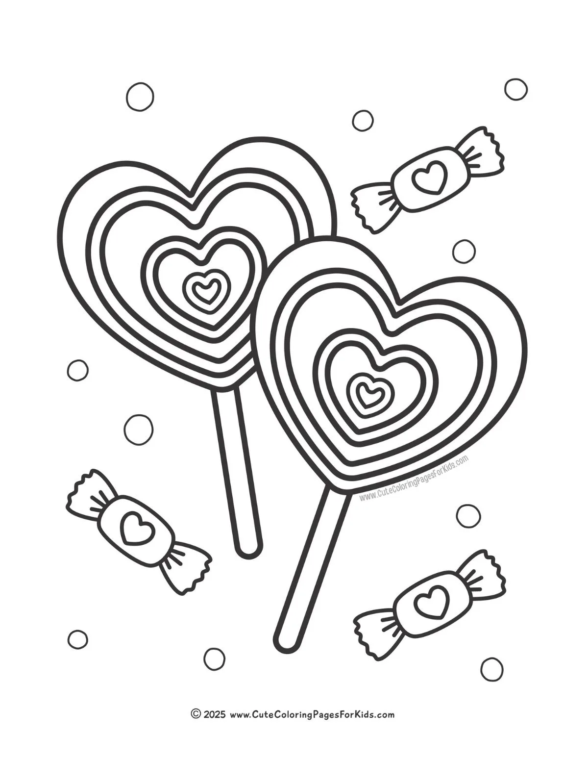 lollipop hearts coloring page