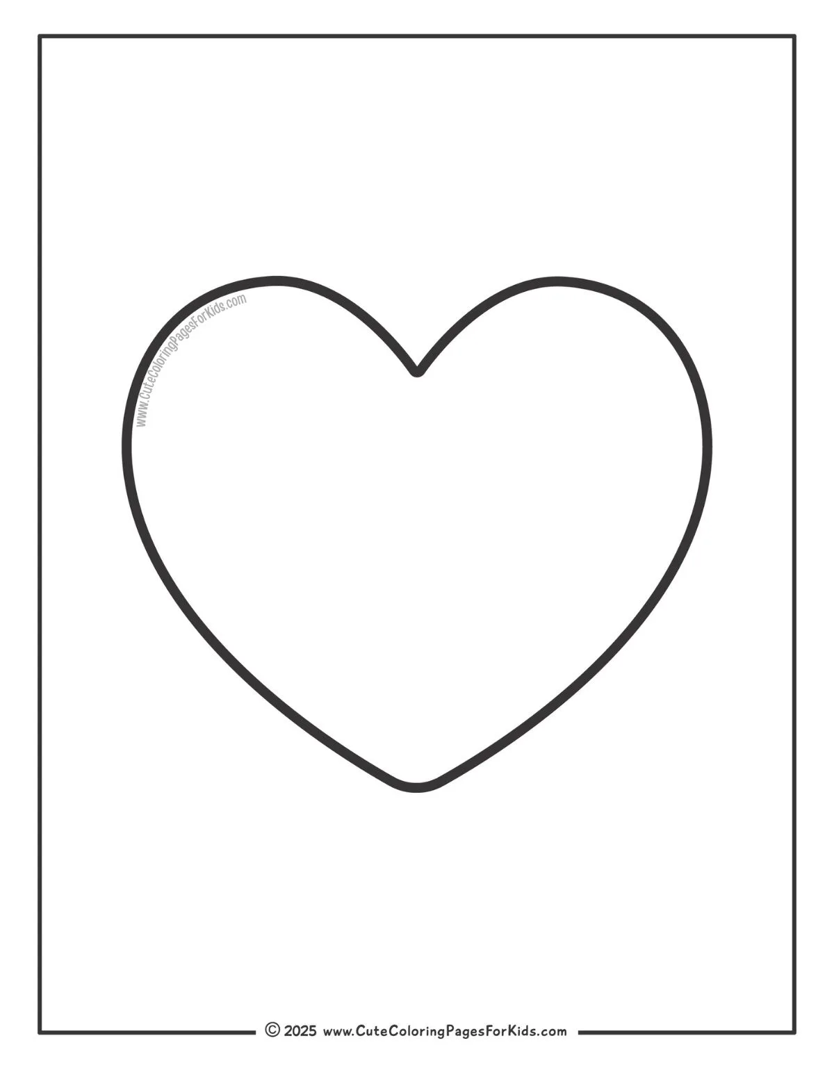 basic heart shape coloring page