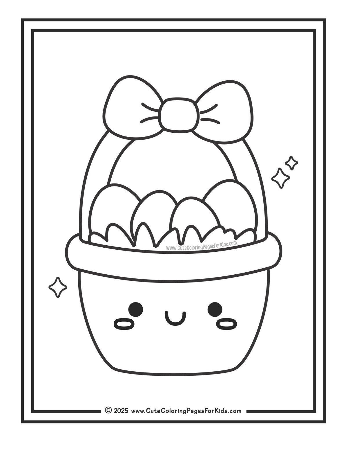 easy and cute Easter basket coloring page