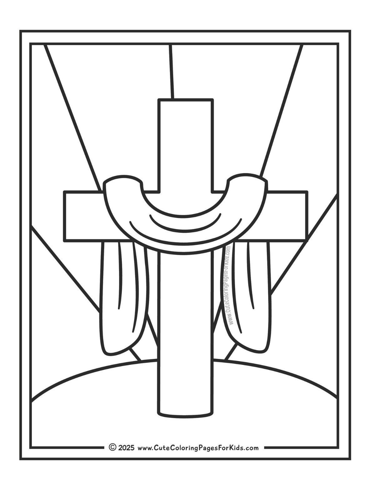 Easter cross coloring page