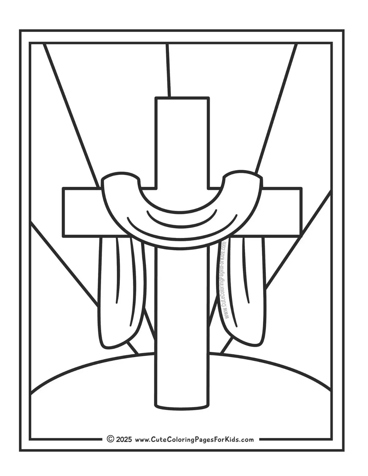 Easter cross coloring page