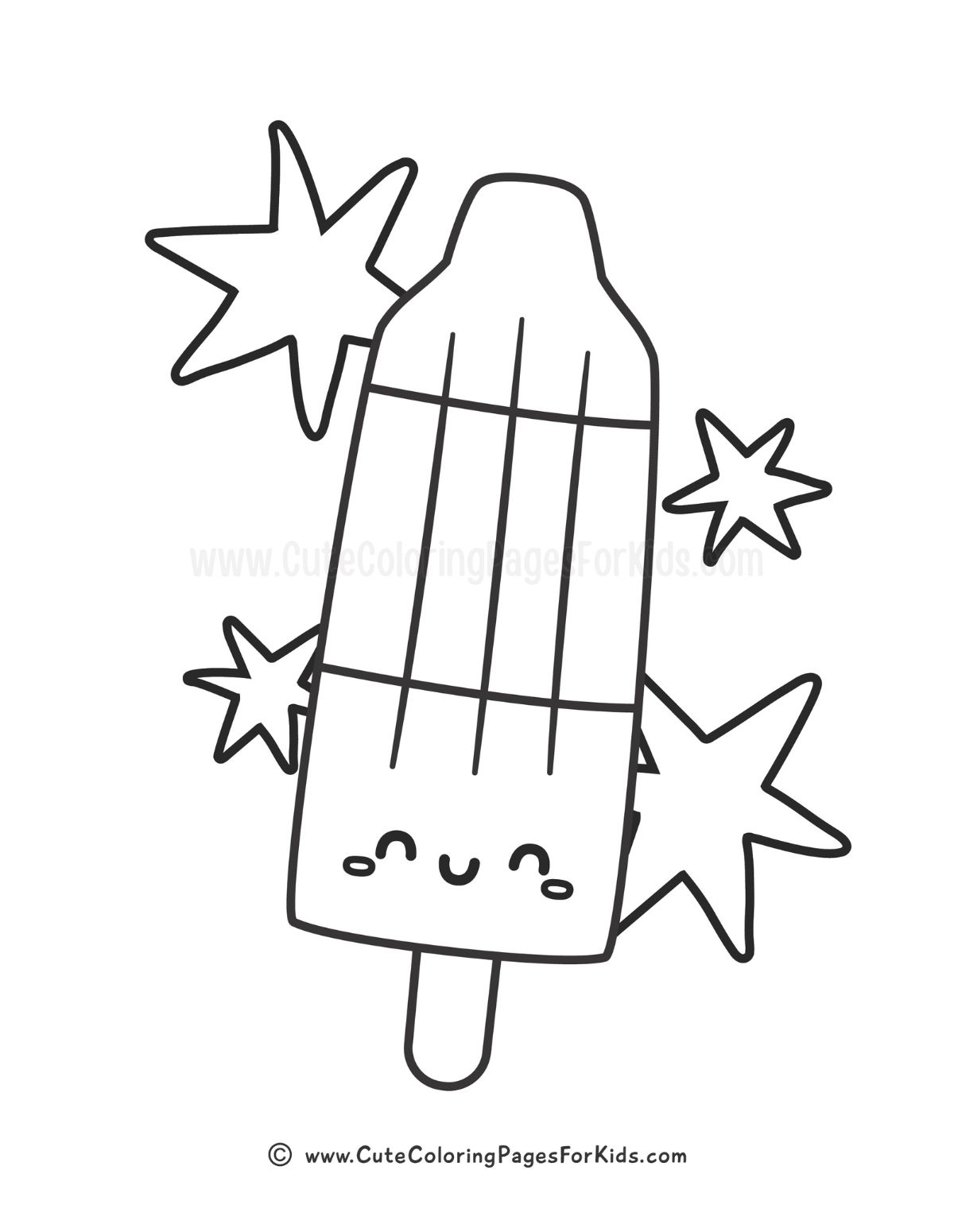 cute bomb pop coloring page with bold lines and simple shapes for kids coloring